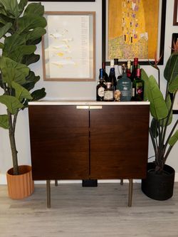 Mid-Century Bar Cabinet with Marble Top