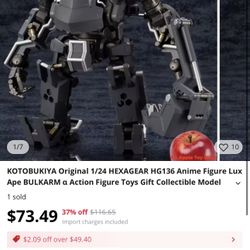 KOTOBUKIYA Original 1/24 HEXAGEAR HG136 Anime Figure Lux Ape BULKARM α Action Figure Toys Gift Collectible Model