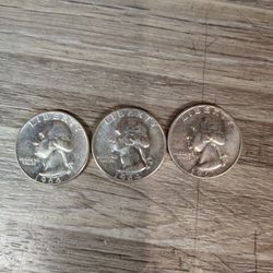 3x 1964 Silver Quarters 