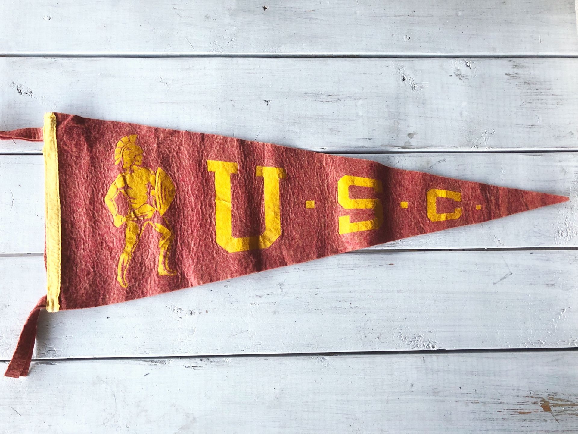 Vintage 1960’s USC University of Southern California Wall Pennant Hanging Trojans