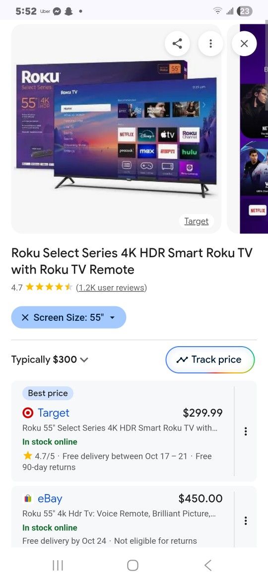 55 In Roku 4k Hdr Smart Tv W Roku Remote