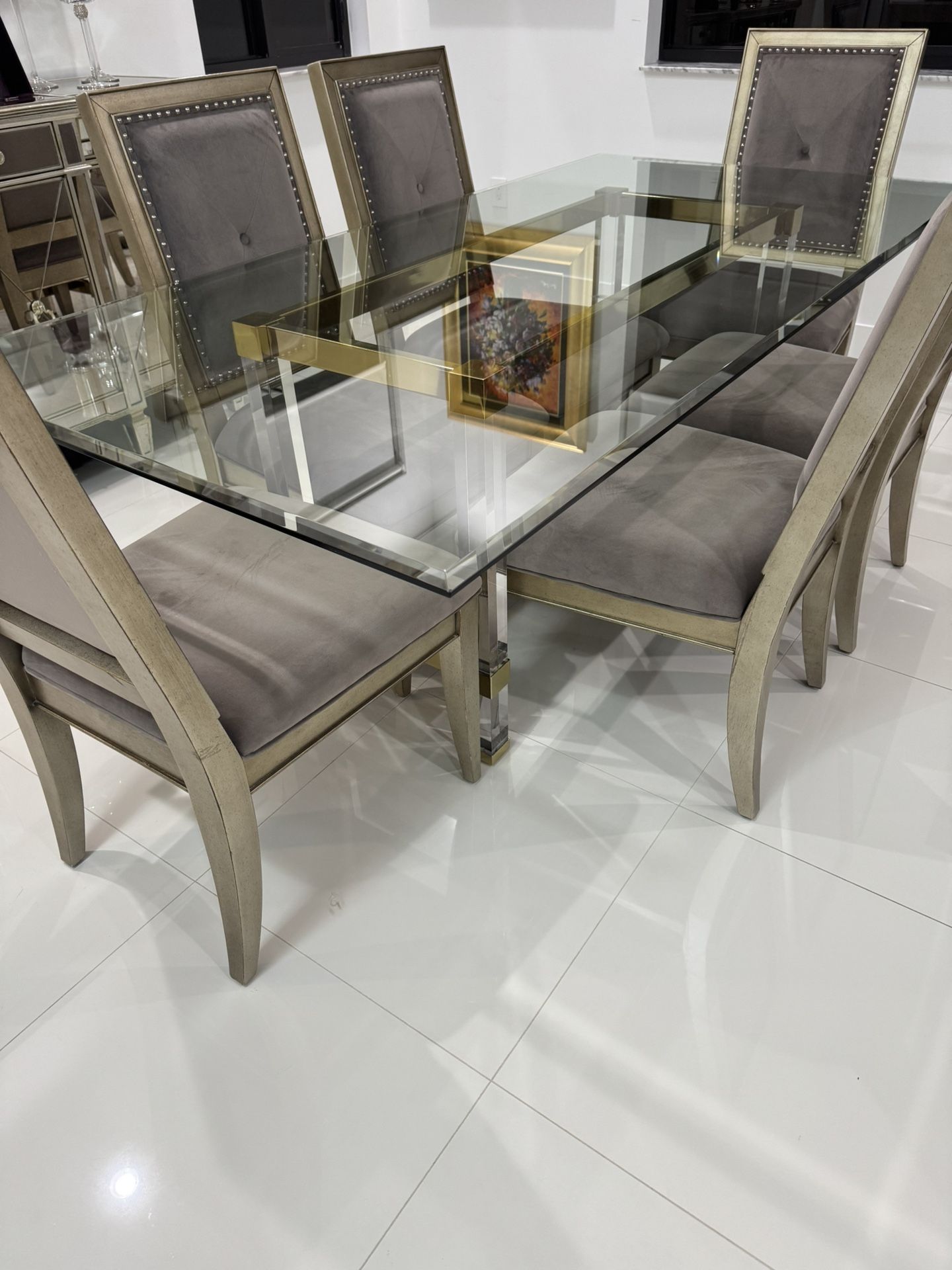 Glass Dining Table With 6 Chairs