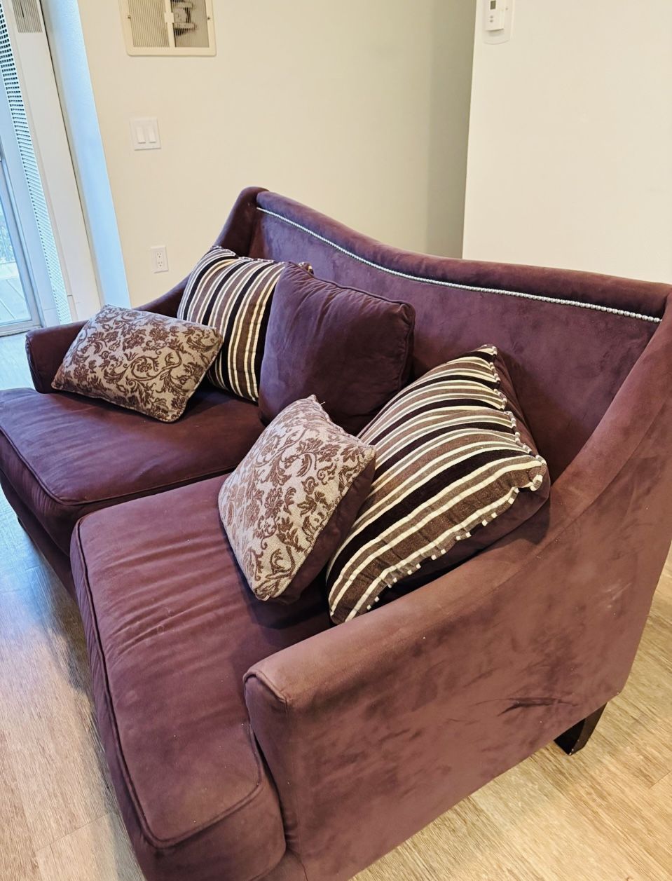 Purple Sofa - Love Seat - Chair -Used. 