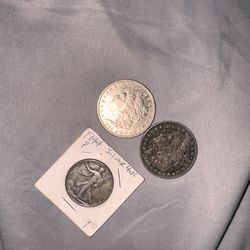 MORGAN SILVER DOLLAR AND SILVER HALF DOLLAR  