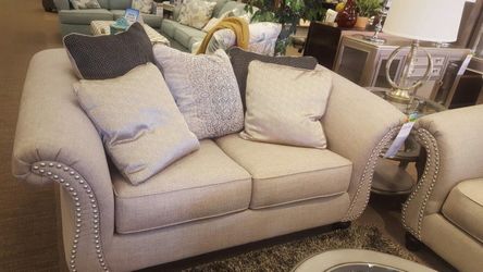Ashley Lemoore loveseat and sofa with nailhead trim. No stains or tear, almost like new!
