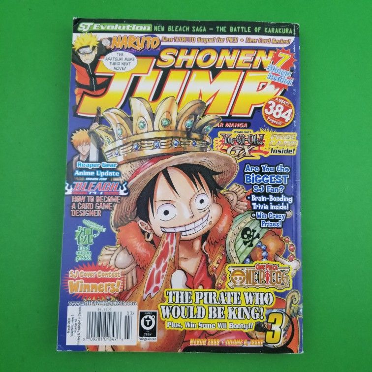 Shonen Jump Magazine March 2008 Vol. 6 Issue With 12 Naruto Stickers - No Card