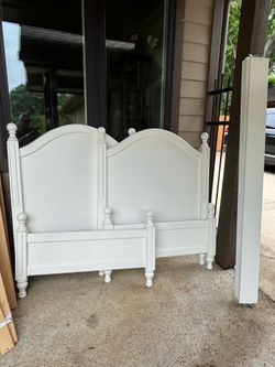 2 POTTERY BARN WHITE TWIN BEDS WITH BOX SPRINGS