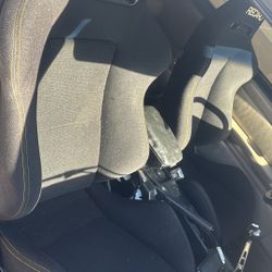 Two Recaro Seat Black Cloth Yellow Stitching 