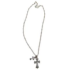 Chrome Hearts Silver Double Cross Pendant Necklace