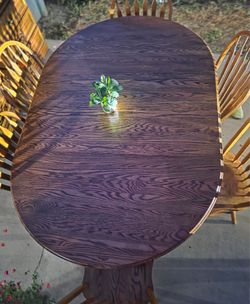 Dining table-Solid Wood Oak table with leave and 6 chairs