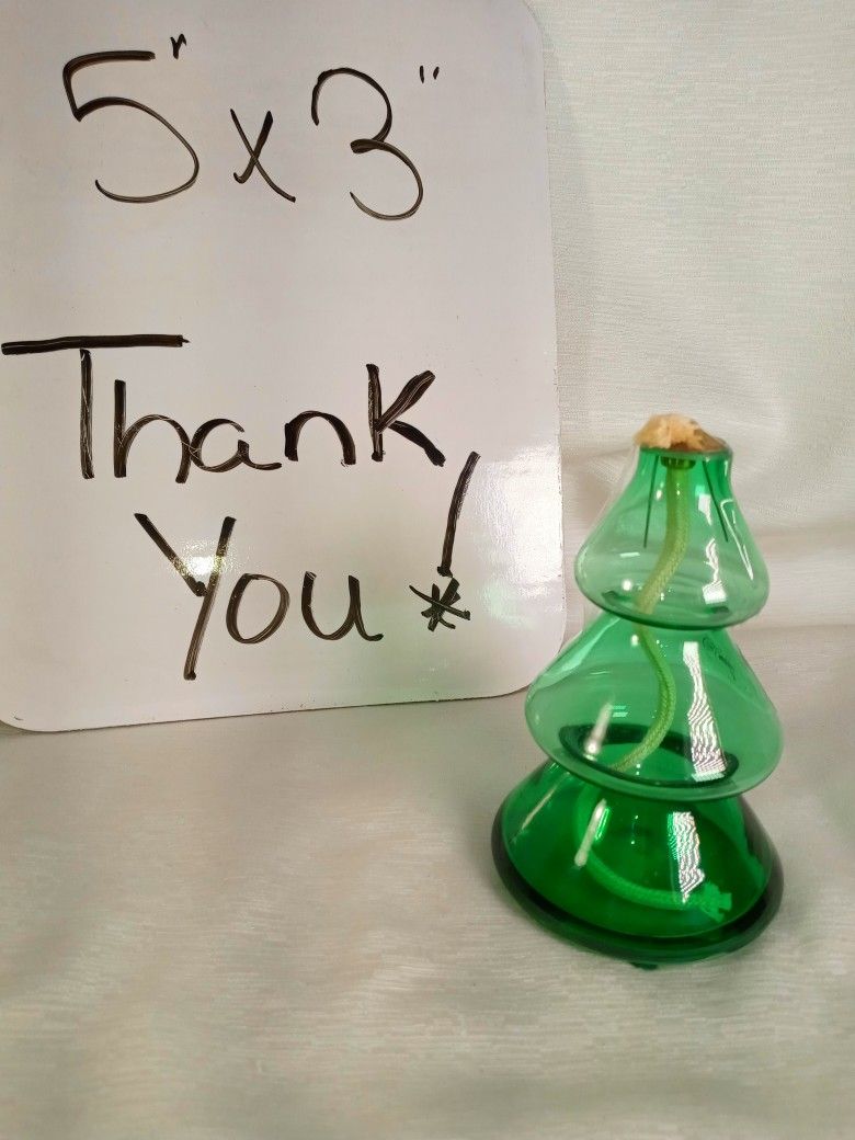 Bombay Christmas Tree Oil Lamp - Clear GREEN Glass 5" Tall BRASS CAP NEW MADE IN POLAND. Please feel free to ask any questions. No chips no cracks. Pl