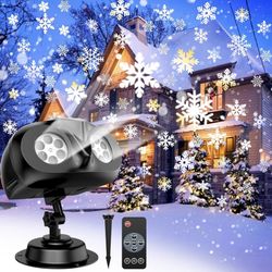 Christmas Snowflake Projector Lights: Outdoor Owl Shaped LED Snowfall Show, Waterproof Landscape Decorative Lighting Projection Lamp for Xmas Holiday,