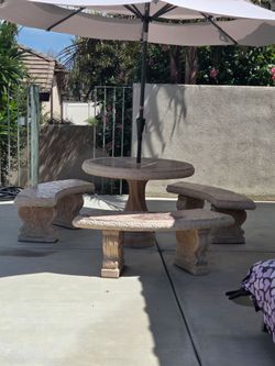 Concrete Outdoor Table and Bench Set