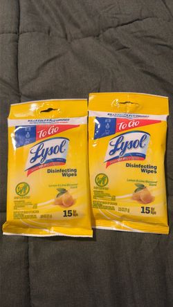 2 - Lysol To Go Disinfectant Wipes, Lemon and Lime Blossom - 15ct