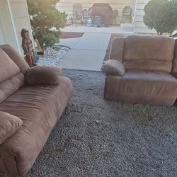 Ashley Furniture 3 Recliners Couch and Oversized Chair. 2-piece Couch. Delivery Available.See Note