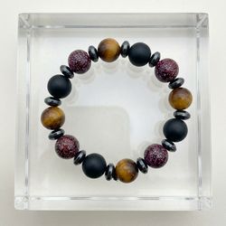 Burgundy & Black Bead Bracelet
