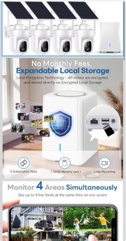 4K Security Cameras Wireless Outdoor with local storage Base,No Subscription Required,Home Security Cameras System with 360° Pan&Tilt,Auto Tracking,5G