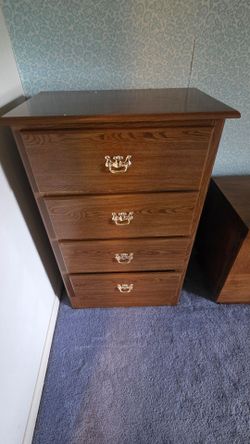 4-Drawer Wood Dresser with Brass Handles
