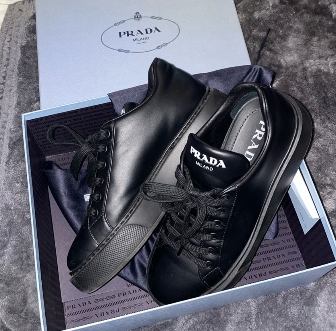 PRADA womens platform leather sneaker/shoe