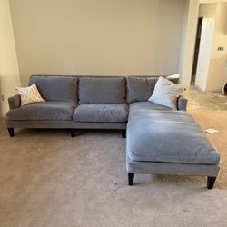 Custom Sectional In Grey Velvet 
