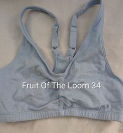 Womens Hanes Blue Bra 34 style 90011 Shirred Front Racerback Sports Bra, pullover, east or west