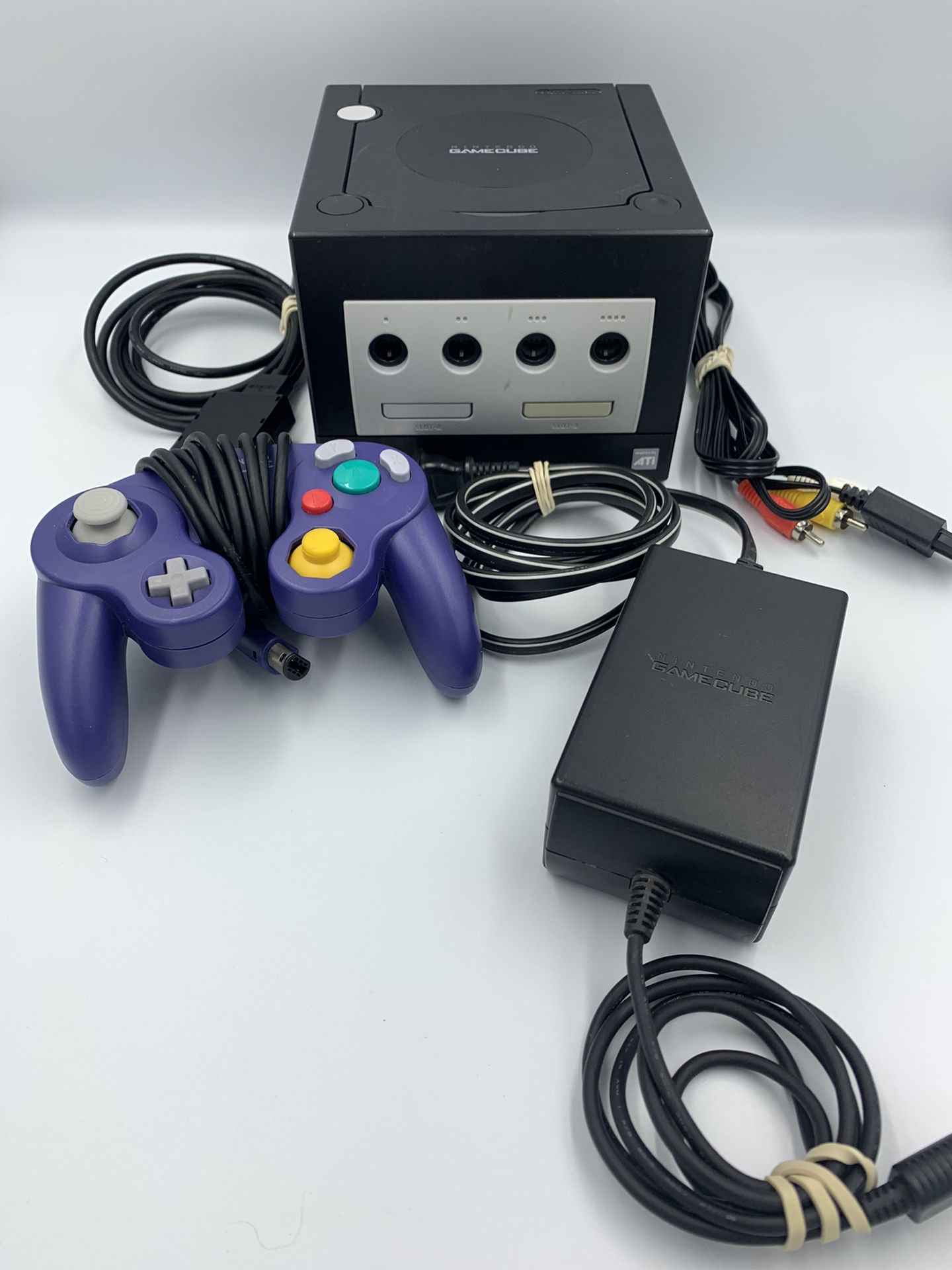 Nintendo GameCube Console System Black W/ Controller, Cables Tested WORKS