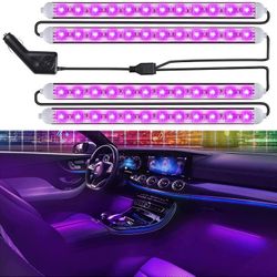 Voice Control Car Interior Led Lights RGB Strip Light Wireless Music Sync Color Change with Cigar Lighter Port DC 12V