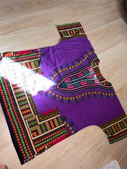 Purple African Dashiki Print Shirt L
