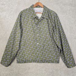 Sundae School Jacket Mens Large Green Kale Denim Script Logo Button Streetwear
