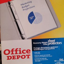 Office Depot Clear Standard Weight Sheet Protectors 8 1/2" x 11" Clear 100-Pack