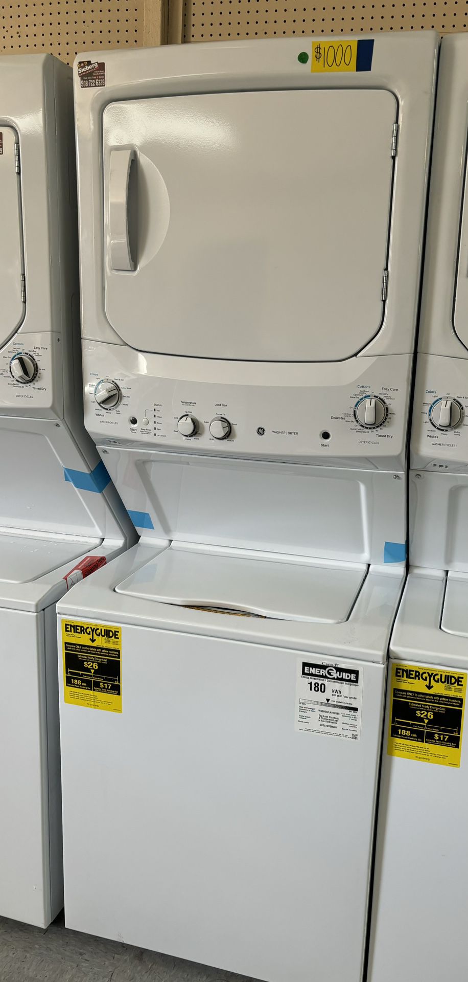 new scratch & dent GE Unitized Spacemaker 3.8 Cu. Ft. Washer & 5.9 cu. ft. Gas Dryer