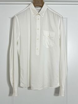 Brunello Cucinelli Men's White Shirt Long-Sleeve Light Cotton Leisure Fit Size M (48)