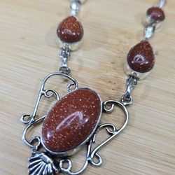 Sterling Silver Goldstone Necklace