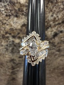 14k Marquise Diamond Ring Size 6 natural diamonds 