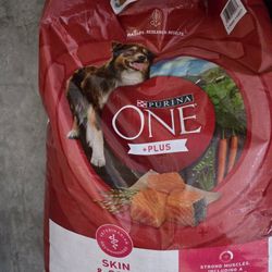 Purina one +plus skin and coat 31.1 Lb new Dog food plus free bag