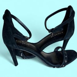 Coach Melrose Leather & Suede Star Studded Ankle Strap Sandals