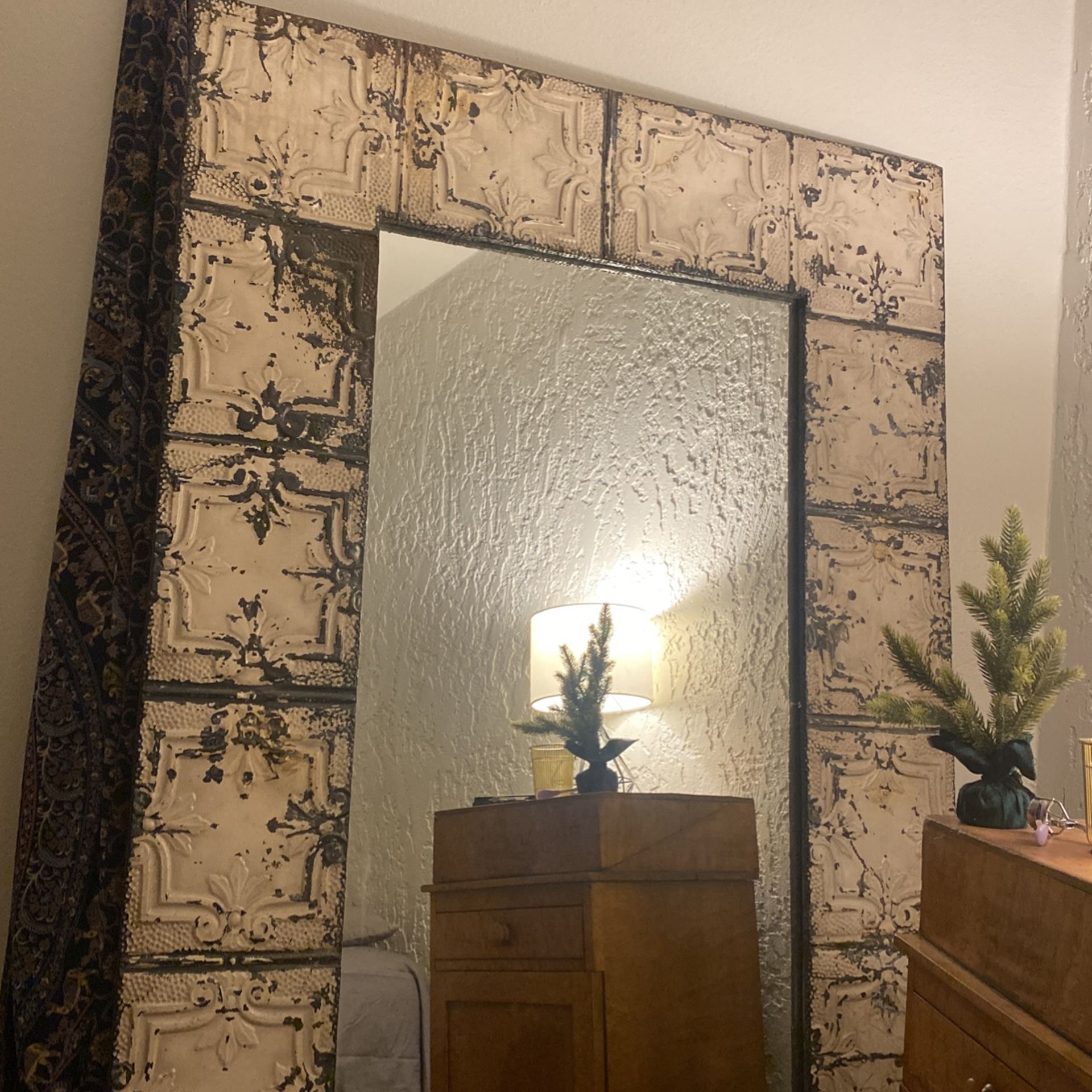 vintage antique tin mirror made 1980