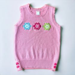Gymboree Knitted Embroidered Spencer Vest, Girl Size 7-8, Pink