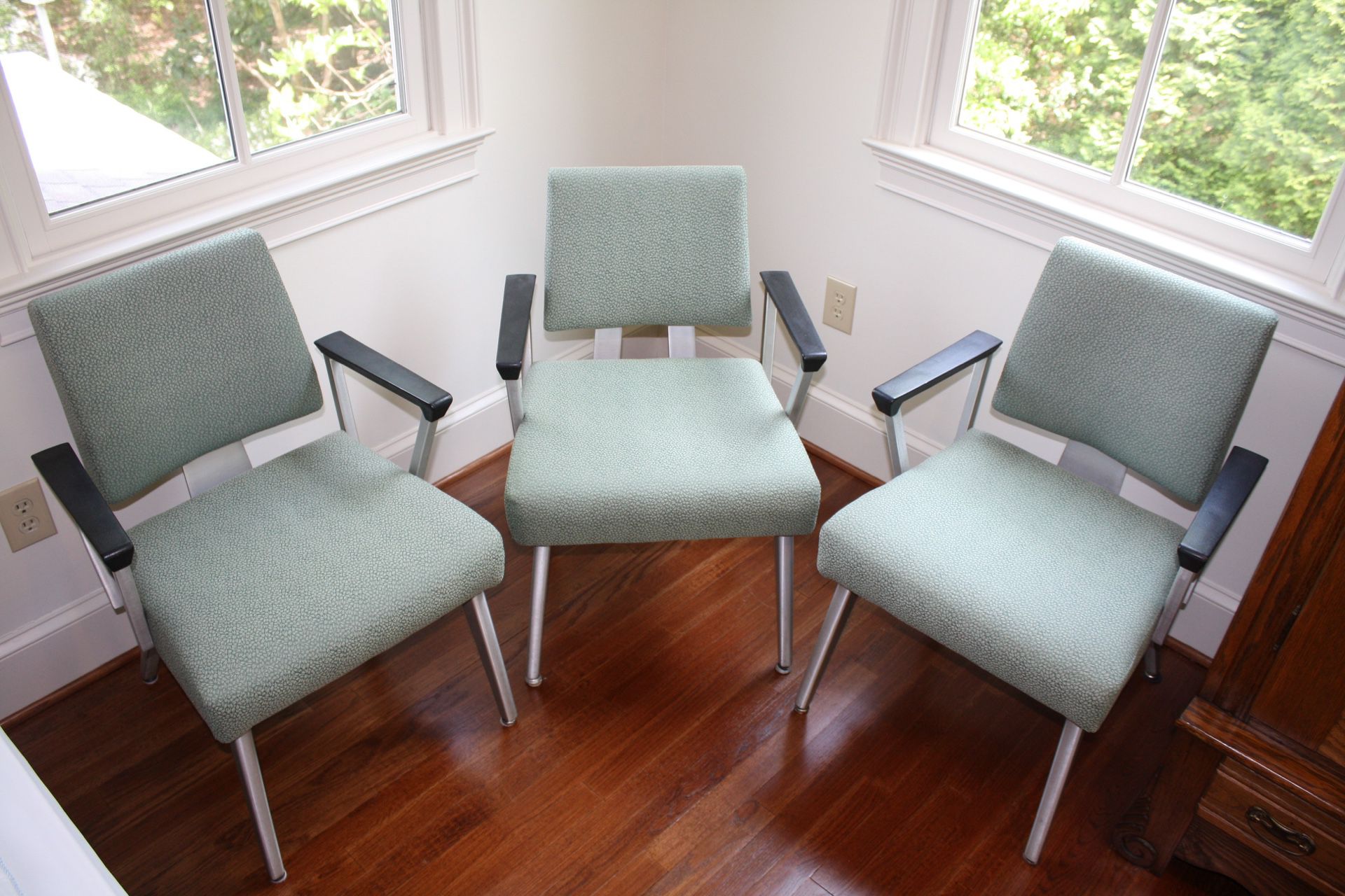 Three Mid Century Modern Office Chairs