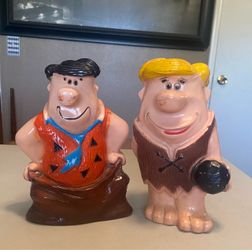 VINTAGE 1971 FRED FLINTSTONE & BARNEY RUBBLE BANKS