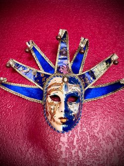 2 Venetian Carnival Masks • Blue & Black