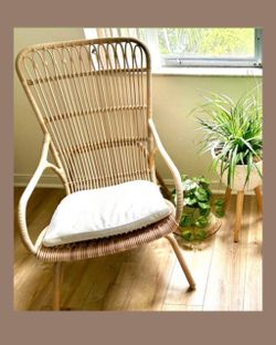 Natural Rattan High-Back Accent Chair