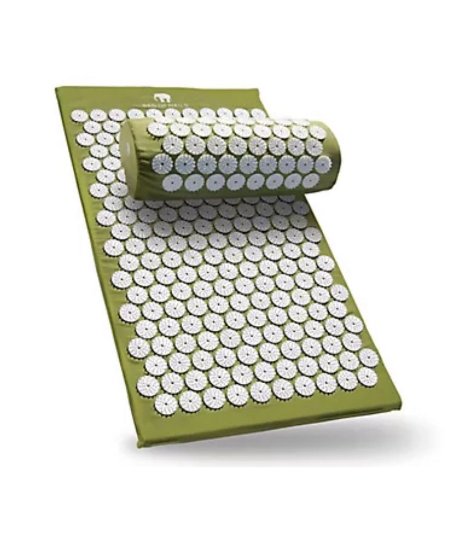 Bed of Nails Acupressure Pillow and Mat Set Green Never Used