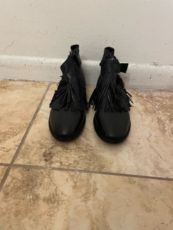 Black Fringe Ankle Boots Western Boho Style Women’s Shoes