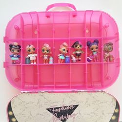 Lol Surprise Doll Fashion Runway Pink Storage Case and 7 Dolls