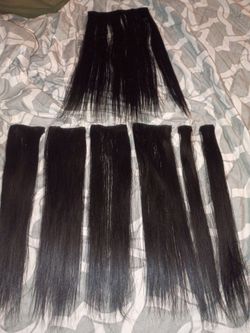Black Straight Hair Weft Extensions Bundle Set