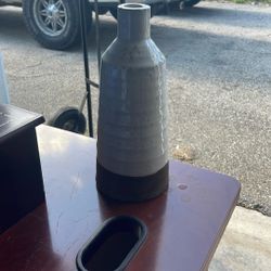 Handmade Vase White And Gray