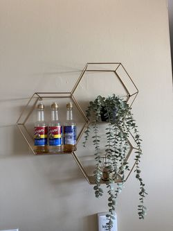 Gold Geometric Honeycomb Wall Shelf