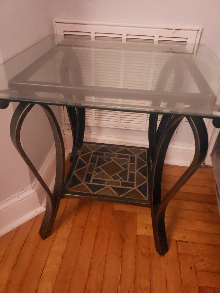 2 Glass side tables 