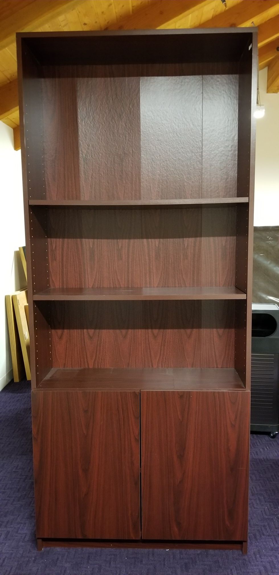 Cherry wood book shelf with cabinet